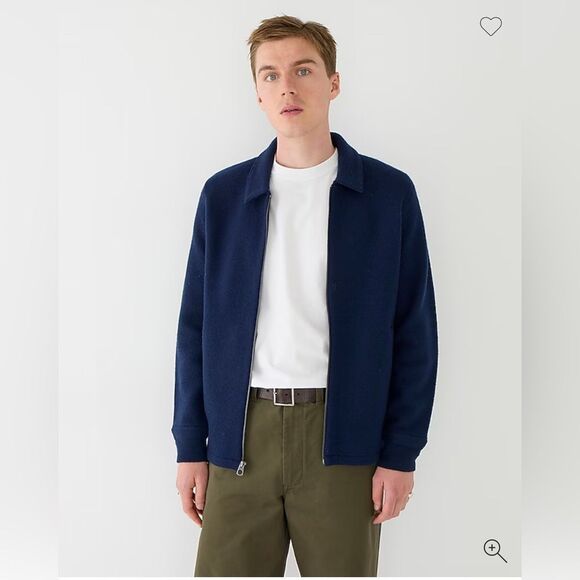 NWT J CREW Boiled merino wool coach's sweater-jacket in navy - Picture 3 of 7